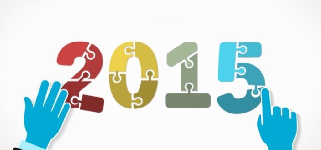 New year concept illustration with 2015 word made out of puzzle pieces
