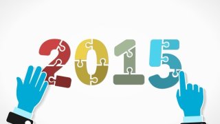 New year concept illustration with 2015 word made out of puzzle pieces