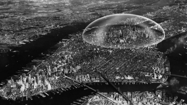 Manhattan Dome, Р. Бъкминстър Фулър и Шоджи Садао

Идеята за построяване на огромен геодезичен купол над Манхатън като мярка срещу замърсяването на въздуха и регулирането на атмосферните условия в центъра на Ню Йорк хрумва на двамата архитекти през 1960 г. 

Проектът предвижда конструкция с диаметър от над 3 км, изградена от бронирано стъкло, покрито с алуминий за ограничаване на отраженията от слънцето. Всяко отделно стъкло струва около 200 млн. долара и е невидимо за човешкото око при наблюдение от вътрешността на купола.

Конструкцията с тежест 4000 тона би трябвало да се построи с помощта на флотилия от хеликоптери. 

За целите на проекта обаче се предвижда да се забрани движението на автомобили в Манхатън. Вторият риск пред нестандартното архитектурно решение е, че може да... полети под напора на горещия въздух. Не е учудващо, че проектът така и не се реализира. 
