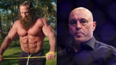 Една много американска история - инфлуенсърът Брайън Джонсън (вляво) беше задържан заради публични заплахи към Роугън (снимки: Netflix / Getty)