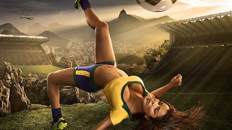 Цяла Бразилия очаква добро представяне от "селесао". Бразилското момиче в календара е изобразено как прави задна ножица. 