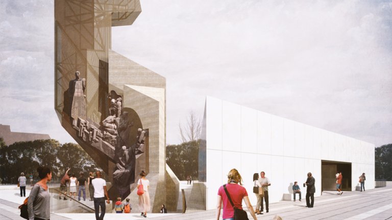 Младият архитект Юлиан Манев предлага нова модерна концепция за паметника край НДК, която спасява "1300 години" от демонтиране, добавя спомен за Мемориала, който е бил разрушен на същото място, и съчетава по блестящ начин миналото с настоящето. Проектът заслужава особено внимание предвид бъдещото председателство на Съвета на ЕС, на което НДК ще бъде основна сграда.