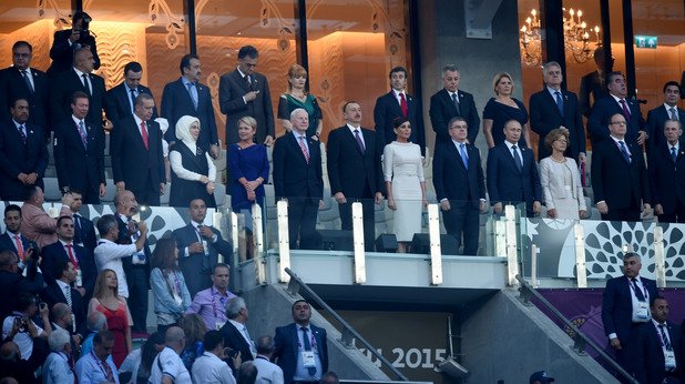 Бойко Борисов беше единственият правителствен ръководител на страна-член на ЕС, който присъства на церемонията по откриване на Първите Европейски игри в Баку, Азербайджан (вижте още в галерията)