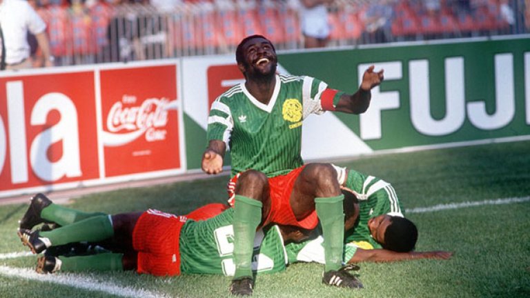 Странните камерунски танци след головете от Италия 90 още са пред очите ни. Герой тогава бе Роже Мила, а африканците стигнаха четвъртфинал, където драматично отпаднаха от Англия.