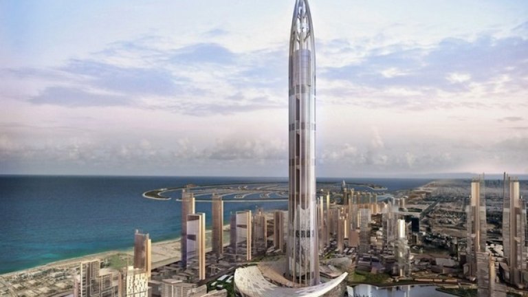 Пристанище и небостъргач "Нахийл", Woods Bagot

Това е поредната жертва на световната финансова криза, която приключва амбициозния си полет 6 години след одобряването на първоначалния проект през 2003 г. 

По план кулата е с височина от 1 километър и се предвижда да украсява Палм Джумейра, изкуствения архипелаг в Персийския залив в близост до Дубай. 

Проектът е повлиян от архитектурата на Александрийското пристанище, мостовете на Исафахан, градините на Алхамбра и променадата в Танжер. Вместо да се превърне в перлата на арабската архитектура, проектът рухва под тежестта на непосилната си цена - 38 млрд. долара.
