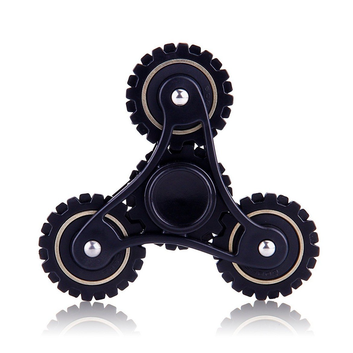Спинър със зъбчати колела, решен в черно и металик - нелоша алтернатива на играчките, като струва 13 долара. 