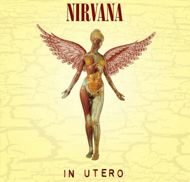 Албумът на Nirvana, In Utero (1993)

Това, че тази обложка на Nirvana е толкова известна, означава, че не е била забранена. Единствената причина е дребна промяна в името на песен на гърба на обложката. 

Песента "Rape Me" се възприема за толкова провокативна, че Walmart and K-Mart не искат да продават албума. Всъщност заглавието е това, което провокира. След като бандата го променя на "Waif Me", без да промени песента, проблемът се счита за разрешен.