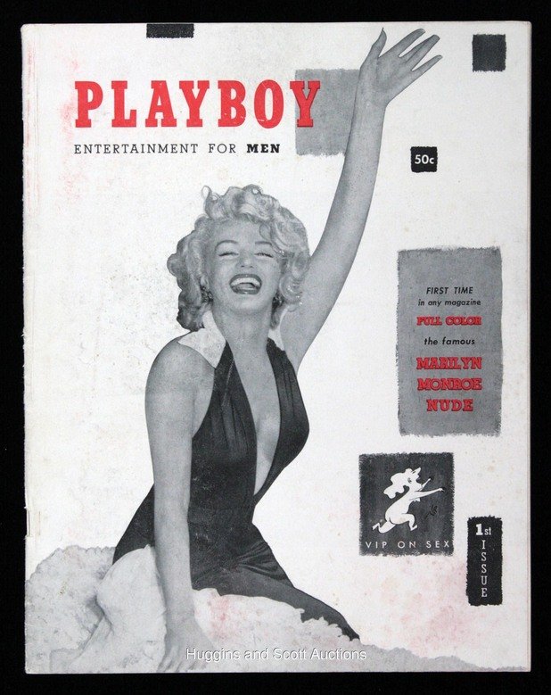 На 1 декември 1953-а се появява първото издание на списанието Playboy, на корицата е все още не толкова известната Мерилин Монро. Това е и първото представяне на “зайчето“ на Playboy, тогава облечено в шлифер и с пура в ръка. В увода ясно и точно е отбелязано, че това не е семейно списание. Жените, особено съпругите, тъщите и сестрите са учтиво помолени ако все пак са взели списанието в ръце, да го оставят и да се върнат към изданията за декорация на дома и градината.