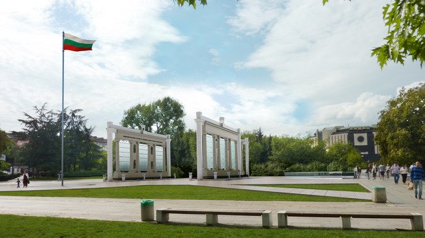 Мемориалът, открит през 1934 г. от цар Борис I, е премахнат от градинката на НДК от комунистическия режим, а на негово място е построен масивът от бетон и желязо, наречен „1300 години България" през 70-те години на миналия век.
