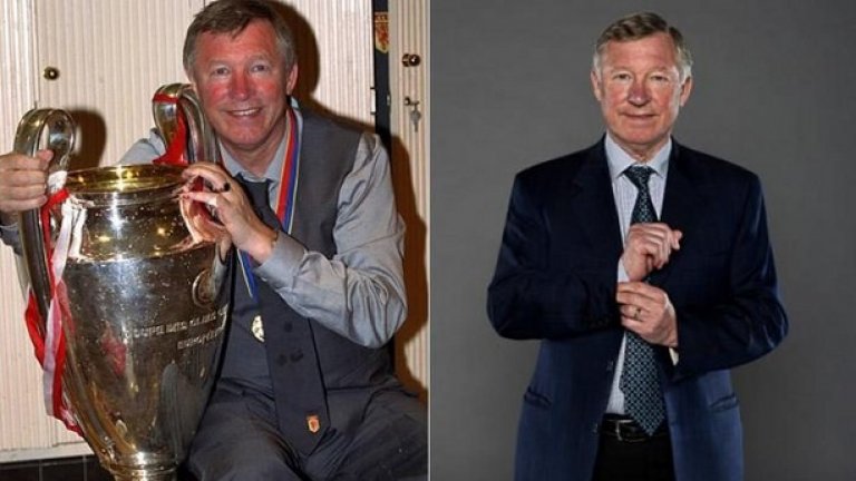 Сър Алекс Фъргюсън. Най-успешният мениджър на Юнайтед се оттегли през 2013 г. след 27 години и 38 трофея. Сега е член на клубния борд и изнася лекции. 