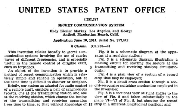 Патентът, издаден от Американското патентно бюро през 1942 година