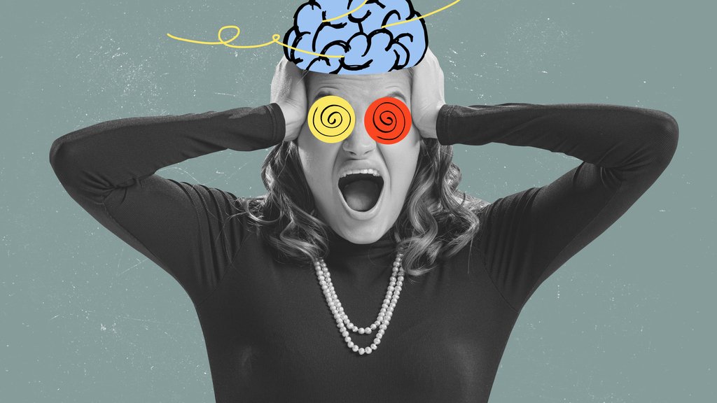 Boiling brain. Contemporary art collage, modern design. Family crises of relationship can happen at any time. Concept of male and female psychology.