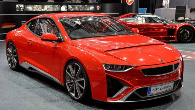 Gumpert Explosion
Gumpert се развива доста трудно, въпреки че супер моделът на марката – Apollo, се оказа по-бърз на писта от Bugatti Veyron. През 2013 компанията обяви банкрут, а сега с нови инвеститори на борда, Gumpert представи в Женева новия си модел – Explosion. Купе със задно предаване и мощност 420 конски сили, което ще струва 105 000 евро. Според създателите му, Explosion се ускорява от 0 до 100 км/ч за 3 секунди.
