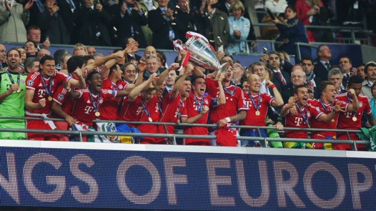 Байерн (Мюнхен), сезон 2012/13 Три години след загубата от Милан, баварците побеждават Борусия (Дортмунд) с 2:1