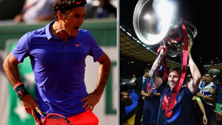 Роджър Федерер и Лионел Меси 17-кратният носител на титли от Големия шлем несъмнено най-много прилича на Меси от футболните звезди. Въпреки че в момента не е на върха в класацията на ATP, Федерер е може би най-завършеният тенисист на всички времена. Но пък и Меси не е носител на „Златната топка“ в момента – така че, ето още една прилика.
