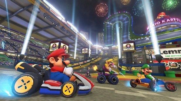 Mario Kart 8 (за Wii U)

Състезанията с колички са класика във видеоигрите, а Mario Kart ги предлага по достъпен и пристрастяващ начин, позволяващ страхотно групово забавление. Започнете ли да играете турнири с приятели, трудно ще се откажете. 
