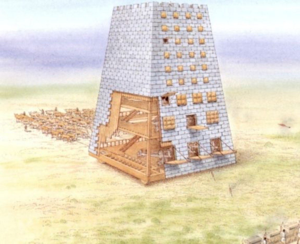 3. Елеполис (Helepolis)
 
Обсадните машини са били любимото нещо на Димитрий Първи Македонски, живял около 300 г. пр. Хр. Както може да се очаква, той постоянно е настоявал те да стават все по-големи и по-големи. Така се стига до Елеполис/Хелеполис – гигантска, бронирана кула, висока 40 метра и широка 20 метра. Тя била тежко въоръжена, разполагала с катапулти и 9 етажа, в които да превозва войници.

Била обкована с желязо и я придвижвали на колела. Най-голямата обсадна машина по това време била използвана срещу Родос. Родосците обаче били готови за нея – те наводнили зоната, която Димитрий планирал да атакува. Така когато машината минала отгоре, колелата затънали в калта и я направили неизползваема.