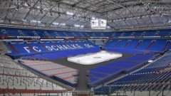 Стадионът на футболния клуб Шалке "Фелтинс Арена" в Гелзенкирхен претърпя трансформация, за да може да приеме мачове от Световното първенство по хокей