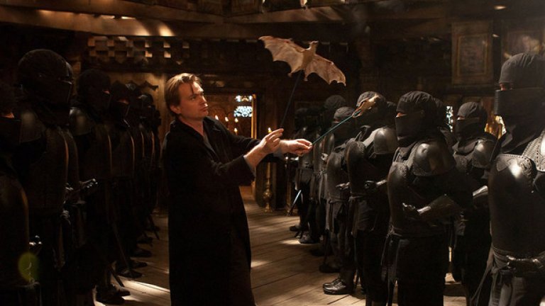 Кристофър Нолан на снимачната площадка на "Батман: началото"