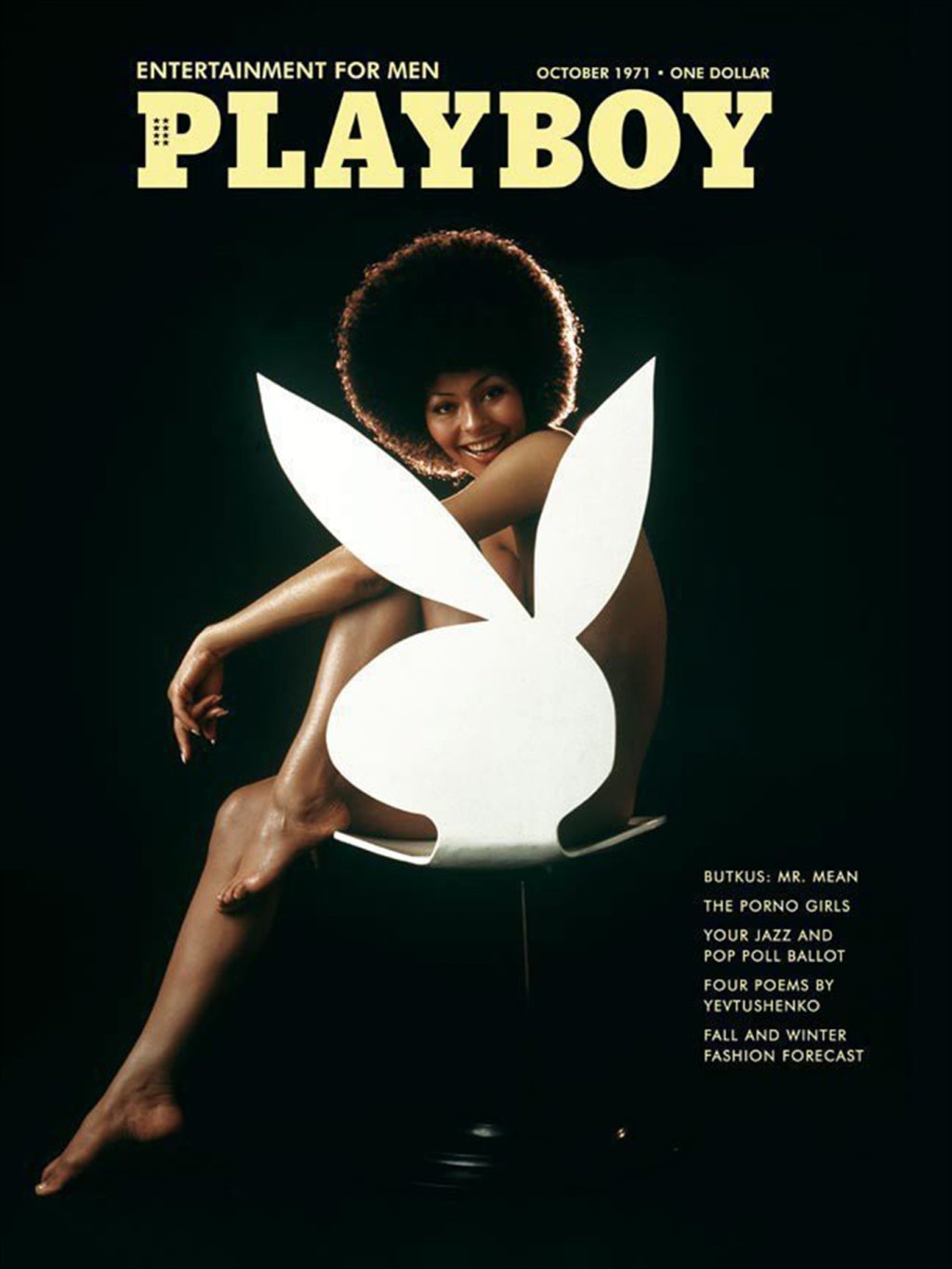 Октромври 1971 
Първият афроамерикански модел на корица на Playboy – Дарин Стърн. По това време списанието цели да промени стандартите по красота в САЩ. Дотогава афроамериканките са се появявали на списания, предназначени само за цветнокожите. Този б