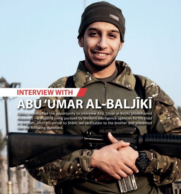 Абделхамид Абауд позира за интервю в списанието "Dabiq" на "Ислямска държава" с бойното си име Абу Омар ал Балики (Абу Омар "от Белгия")