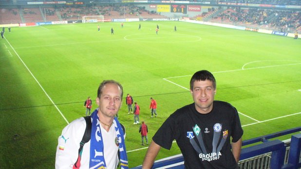 На връщане от гостуването на Левски в Шампионската лига на Вердер през 2006 г. минахме през Прага, където посетихме срещата за Купата на УЕФА Спарта - Еспаньол