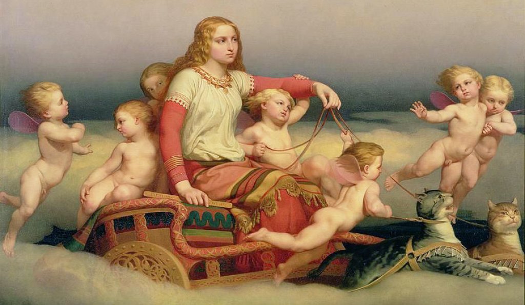 Freyja_and_cats_and_angels_by_Blommer