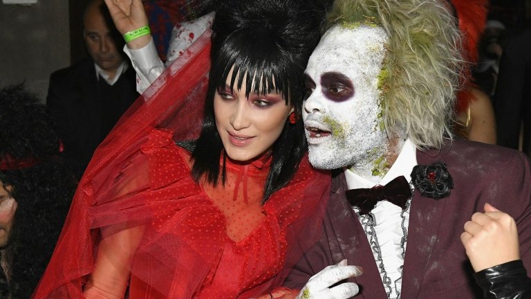 Моделът Бела Хадид и рапърът The Weeknd като Лидия Дийц и Бийтълджус от филма "Beetlejuice".