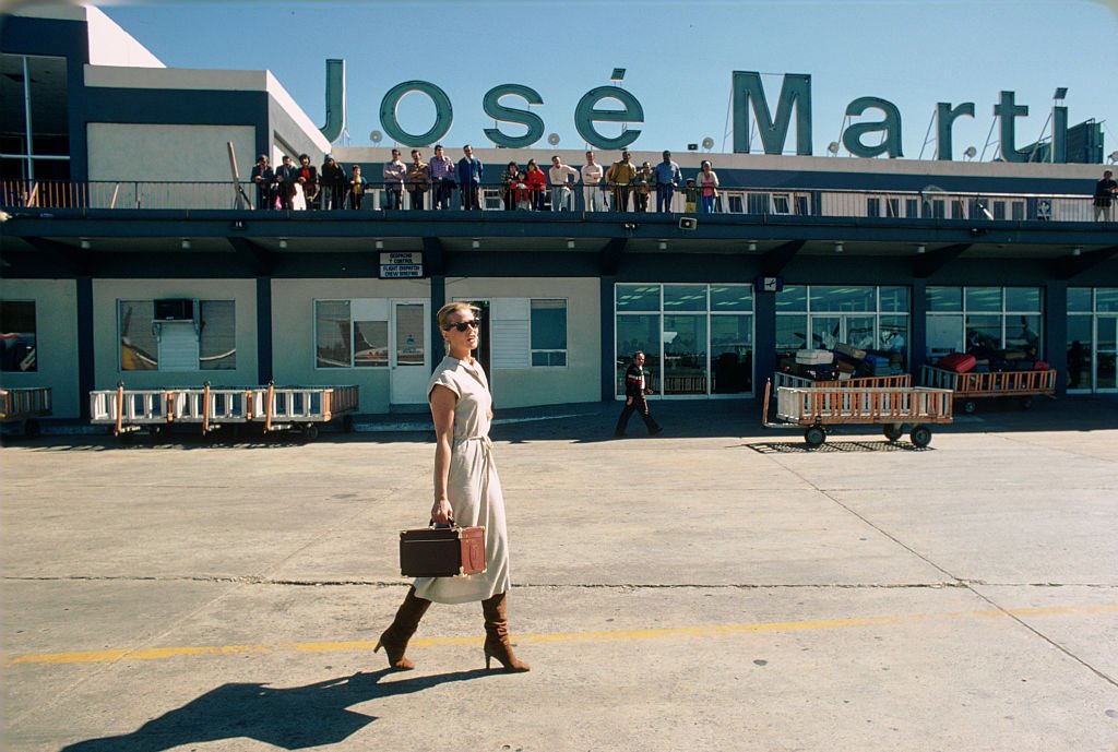 Margaux Hemingway at José Martí International Airport in Havana, Cuba