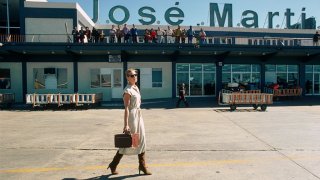 Margaux Hemingway at José Martí International Airport in Havana, Cuba