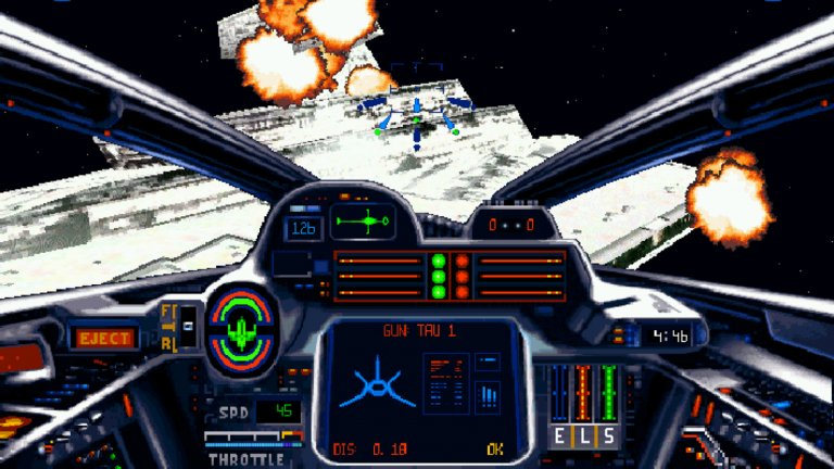 Star Wars: X-Wing
РС, Мас
Нека се върнем за миг в далечната 1993 г. Star Wars: X-Wing на LucasArts днес изглежда съвсем простичка, а размерът на файла е колкото една МР3 песен на телефона ви. Но за игра от онези години, вниманието към детайла в Star Wars: X-Wing е наистина впечатляващо. Брифингите преди началото на всяка мисия са напълно озвучени, а MIDI ефекти възпроизвеждат популярни звуци и мелодии от филмите, което придава усещане за нещо познато. По онова време Star Wars игрите все още не са толкова много и когато заглавие като X-Wing се появява, то се помни дълго време. Поредица от геймърски медии заслужено я награждават с призове за най-добра симулация и отбелязват, че е една от най-добрите компютърни игри до онзи момент. Година по-късно, не по-малко известната TIE Fighter ще ползва енджина именно на X-Wing.