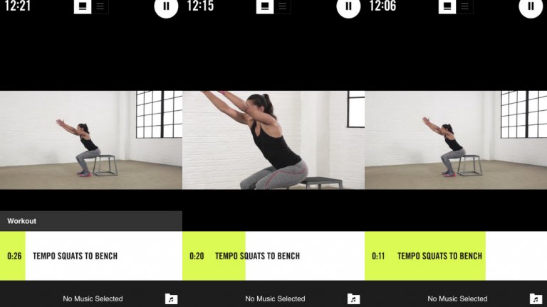 Клекове с пейка зад вас, която докосвате леко при клякане – 30 сек