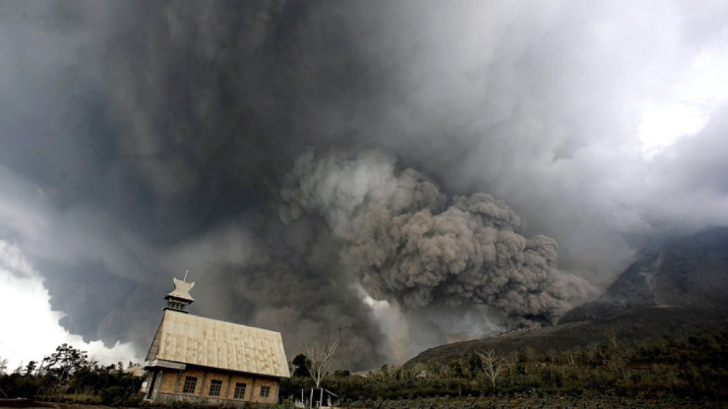 Sinabung Volcano Eruption in Karo