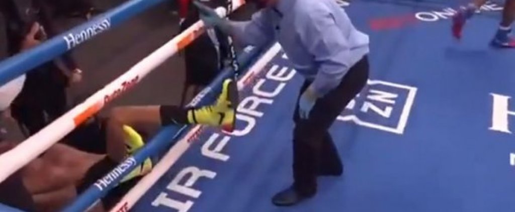 Страховит нокаут изхвърли боксьор извън ринга (видео)