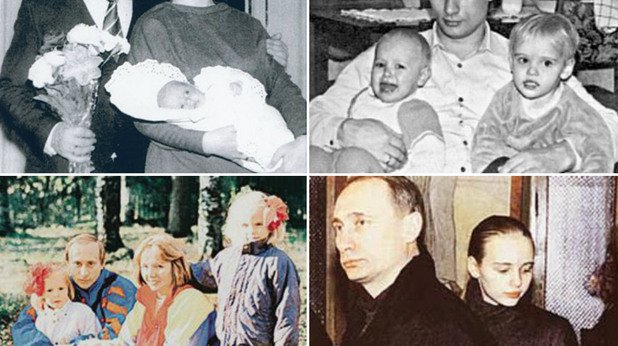 Путин с децата си през годините