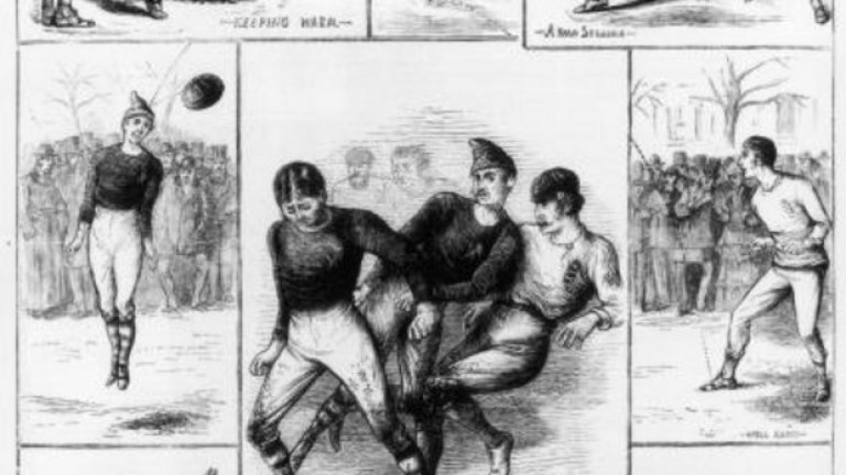 Шотландия – Англия 0:0, 30 ноември 1872 г. 
4000 зрители плащат входна такса по един шилинг за място около игрището на „West of Scotland Cricket Club” в Глазгоу за първия мач между национални отбори в света. Целият шотландски тим е съставен само от играчи на най-силния им отбор в онези времена Куинс Парк и играе в тъмносини екипи. Англичаните са от девет различни клуба, излизат в бяло, с шапки на главите. Гостите използват дръзка схема на игра с един защитник, един полузащитник и осем души в нападение, докато шотландците прилагат вариант 2-2-6. Играта почва с 20 минути закъснение заради мъглата, разсеяна в крайна сметка от пороен дъжд. Преди почивката арбитърът от Шотландия Уйлям Кей не зачита гол на сънародниците си с мотив, че топката не е преминала линията. През втората част удар на Робърт Леки от домакините среща лентата, която в онези години замества напречната греда. Дербито завършва без гол и без победител.