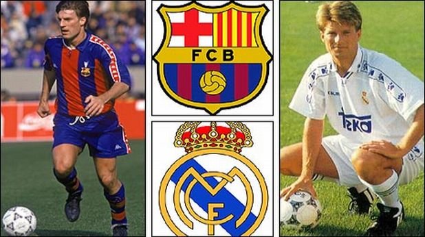 Преди Фиго беше Лаудруп. Неотменна част от отбора на Барса, спечелил всичко с Йохан Кройф, датчанинът напусна клуба през 1994-а и премина в Реал.
Даде интервю, в което каза, че не очаква барселонистите да го мразят, няма лоши чувства и т.н. Това било футболно решение. На първото дерби в Барселона обаче от трибуните се сипеха ругатни и висяха плакати "Юда".