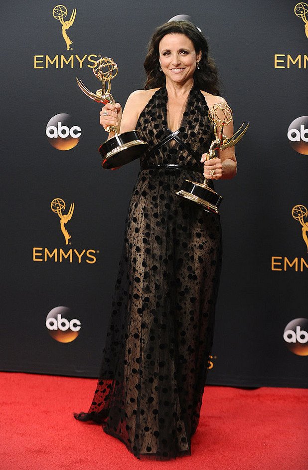 Джулия Луис-Драйфус, която спечели наградата за най-добра актриса в комедиен сериал, беше блестяща в роклята си на Carolina Herrera.