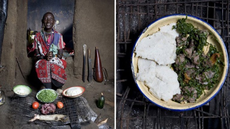 Кения, каша от царевично брашно със зеленчуци и козе месо