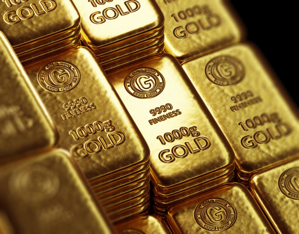 stack of  shiny gold bars  3d illustration