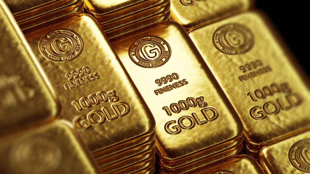 stack of  shiny gold bars  3d illustration