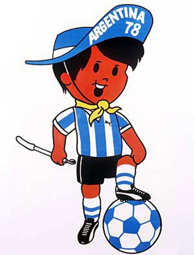1978 г. - Гаучито е аржентински полуфутболист, полуинчас - запалянко, който носи шапка на фен и тромба в ръката. Целият в синьо и бяло, като екипа на аржентинците, Гаучито се оказа последното човече - талисман.
