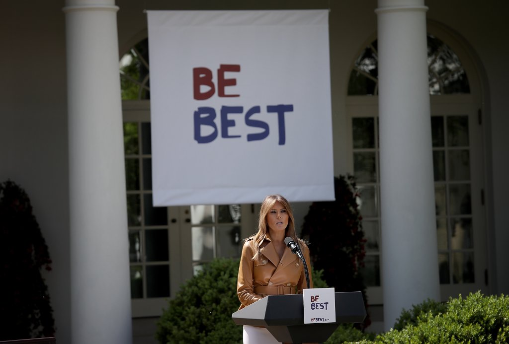 First Lady Melania Trump Speaks On The Launch Of Her Initiatives In The Rose Garden Of White House