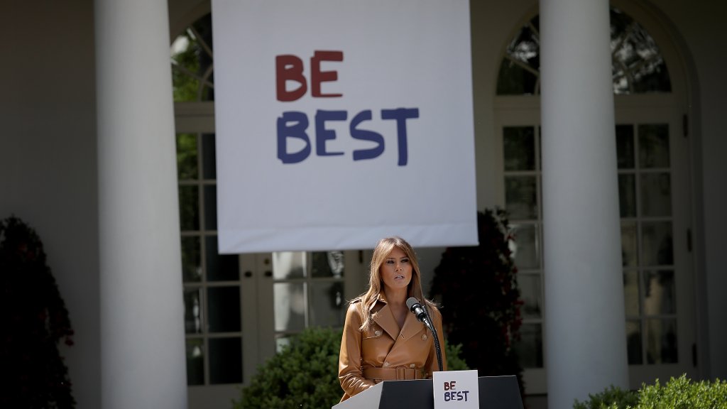 First Lady Melania Trump Speaks On The Launch Of Her Initiatives In The Rose Garden Of White House