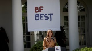 First Lady Melania Trump Speaks On The Launch Of Her Initiatives In The Rose Garden Of White House
