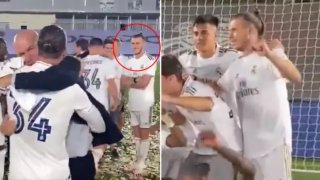 Бейл не изглеждаше много радостен след спечелената титла (видео)