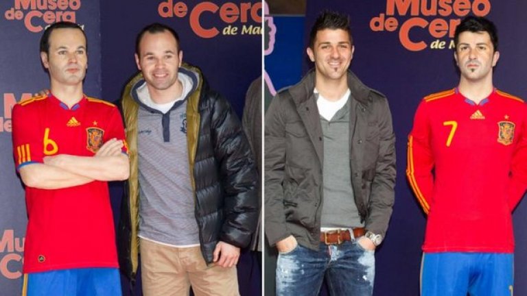 След триумфа на Мондиал 2010 Андрес Иниеста, Давид Виля (на снимката) и останалите испанци, видяха фигурите си в мадридския музей. Сега същата чест във Франкфурт оказват на германските шампиони.