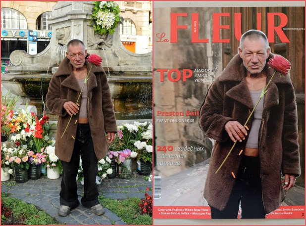 Отляво - оригинална снимка от първия проект на фотографа Юрко Дячишин "Модата на Славик", отдясно - снимка от проекта "Славик суперзвезда"