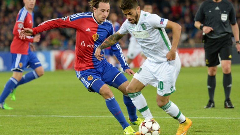 Бразилецът Кайсара е най-обсъжданият играч на Лудогорец, но и той не успя да играе на ниво в Базел.