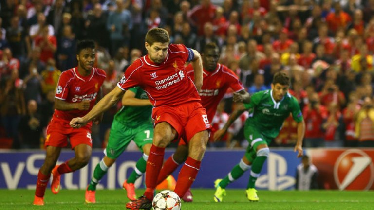 А Стивън Джерард донесе победата на Ливърпул в добавеното време - 2:1. Но Лудогорец се представи много силно и подсказа, че няма да се дава лесно на никого.